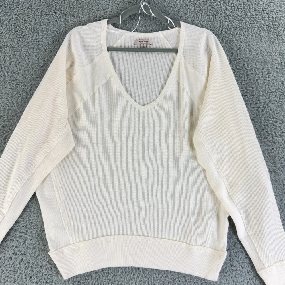 Free People Santa Clara Thermal Top Womens Small Alabaster Ribbed Dolman NWT